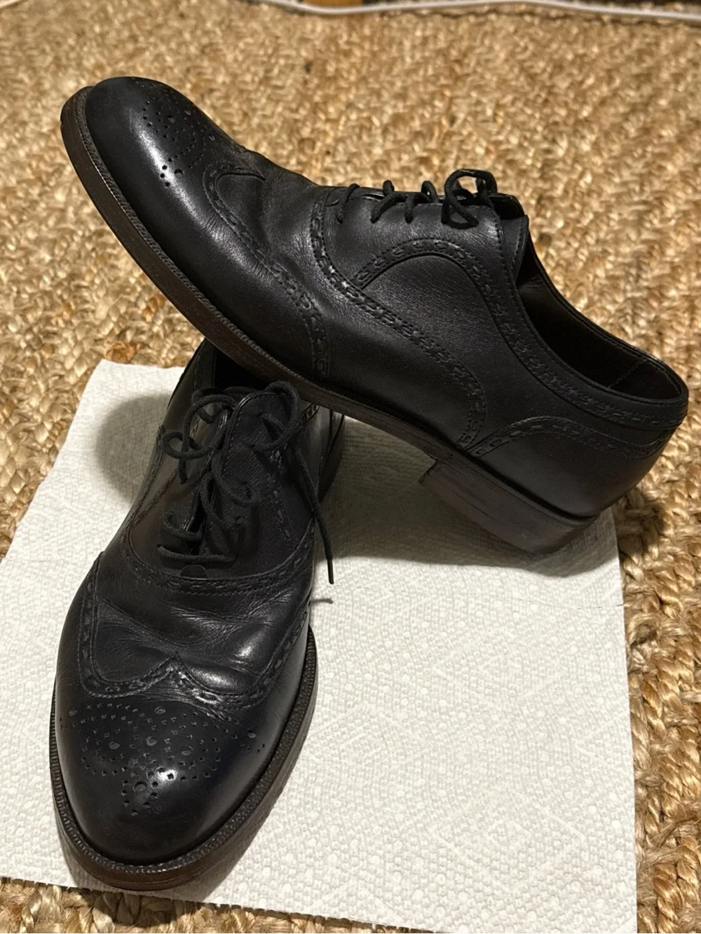 Bottega Veneta Black Leather Brogue Oxfords